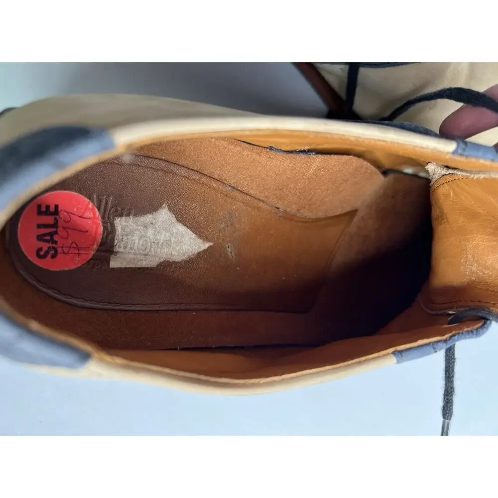 Allen Edmonds Vibram Tan Navy Leather Saddle Shoes Mens Size 9.5EEE